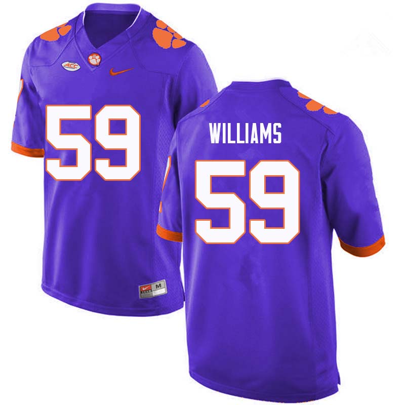 Men #59 Jordan Williams Clemson Tigers College Football Jerseys Sale-Purple - Click Image to Close